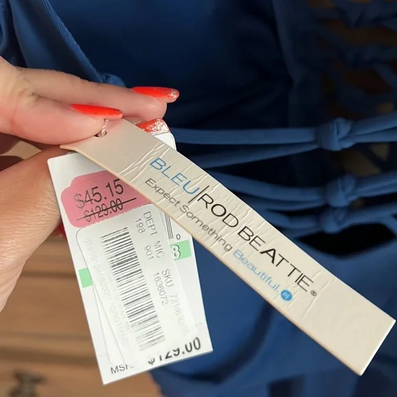 Two swim dresses. Blue is NWT, gray was barely used. Size 8 - Picture 6 of 9